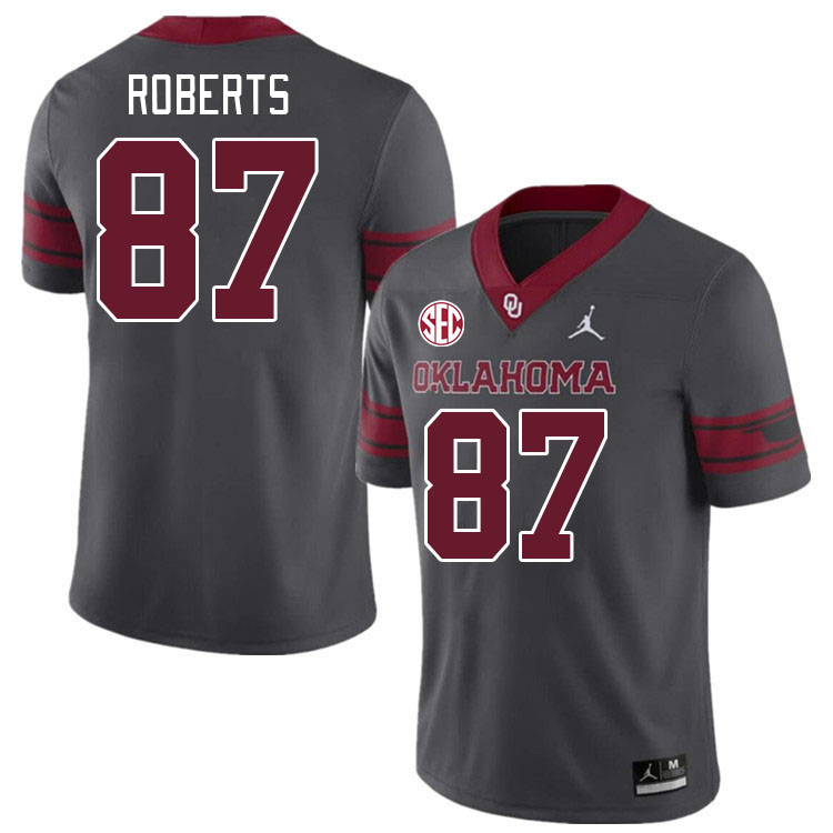 Men #87 Jake Roberts Oklahoma Sooners 2024 SEC Conference College Football Jerseys-Charcoal